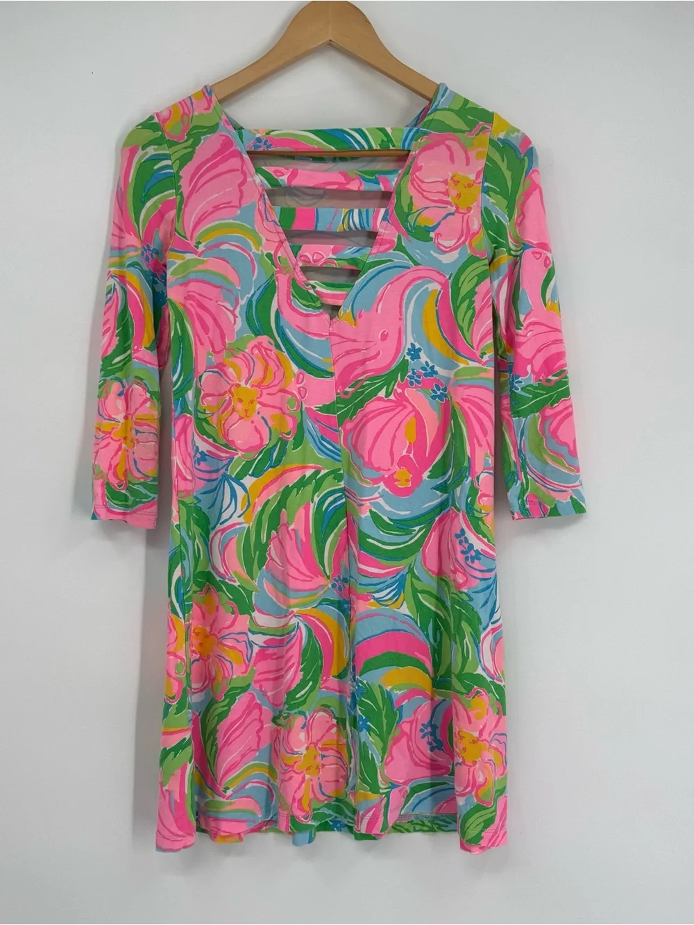 Lilly Pulitzer Ophelia Swing Dress Pink Green Size XXS Strappy Back Mini